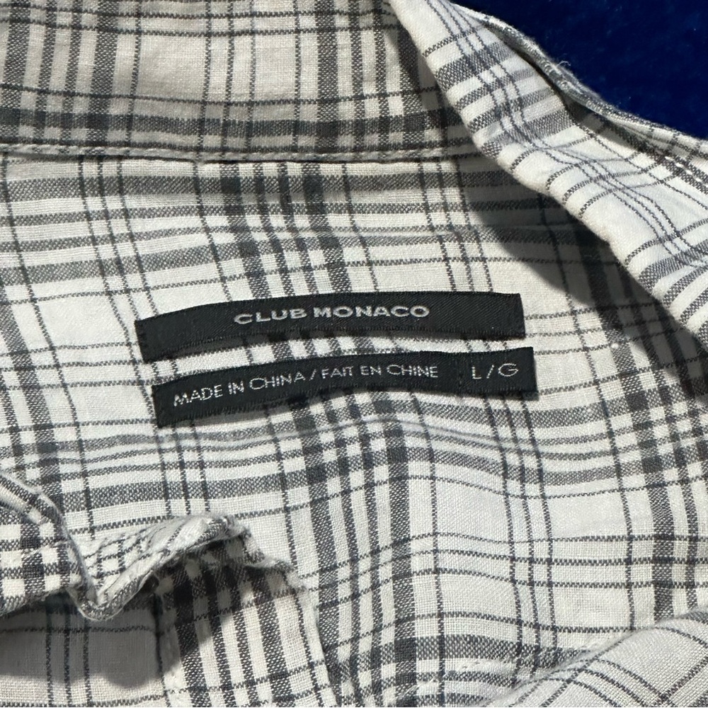 Club Monaco Western Style Pearl Snap 100% Linen Shirt - Large